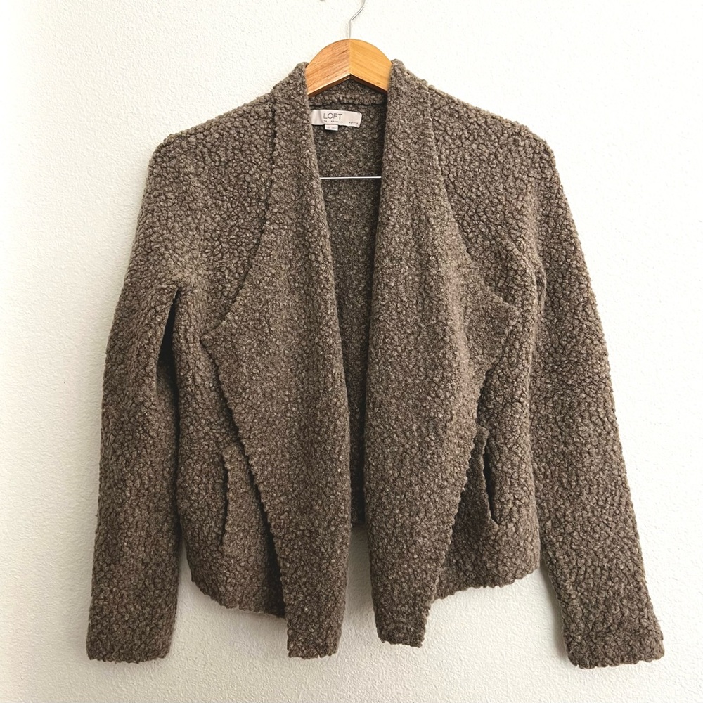LOFT Italian Yarn Wool Blend Open Cardigan Medium Petite